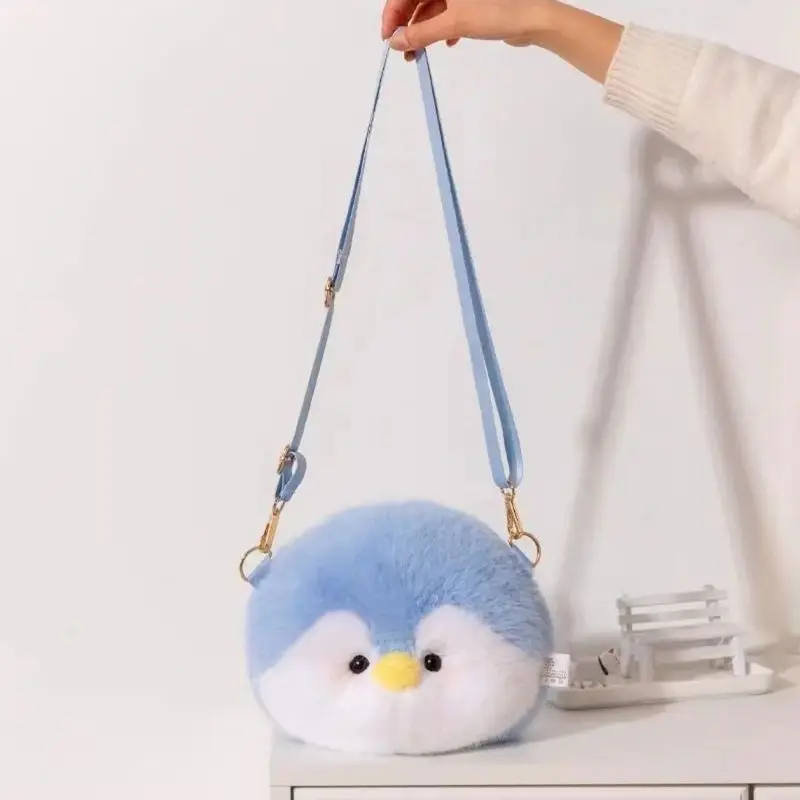 Cute Penguin Plush Crossbody Bag New Cartoon Fuzzy Shoulder Bag Soft Doll Shape Purse For Women Daily Travel Outing Shopping