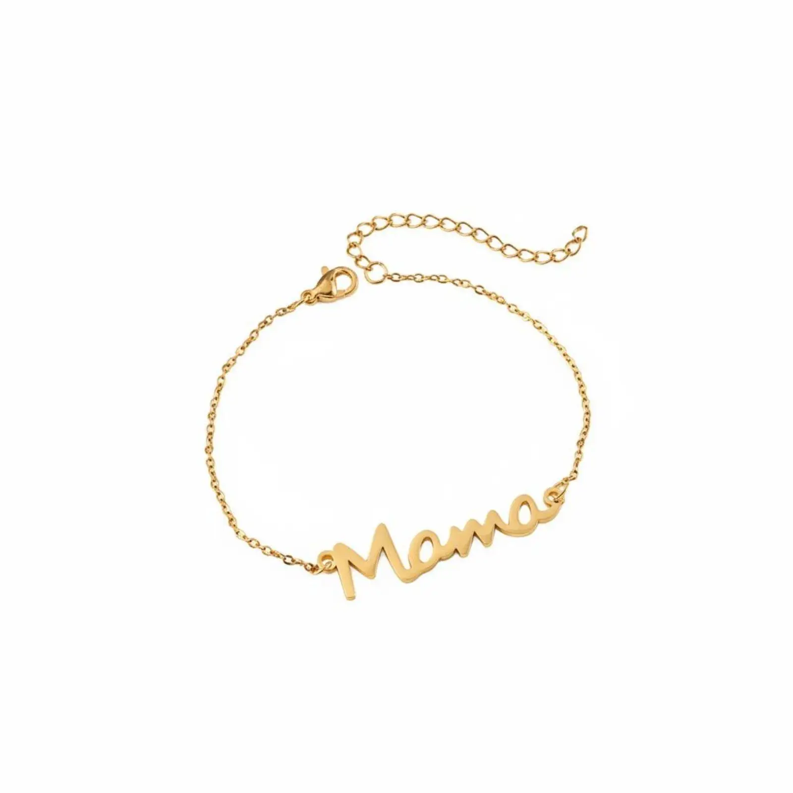 Mama Letter Bracelet Stainless Steel Cursive Nameplate Jewelry for Women Stackable Light Luxury Gift