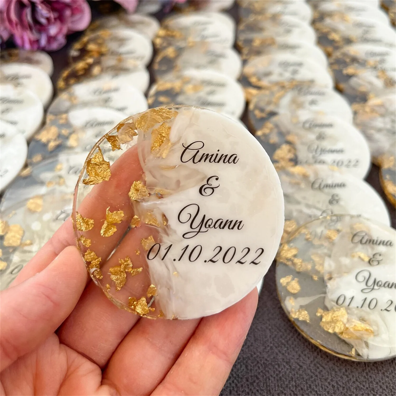 Personalized Baptism Epoxy Magnet Favors, Custom Christening First Communion Gifts, Mi Bautizo Keepsake for Guests Bulk