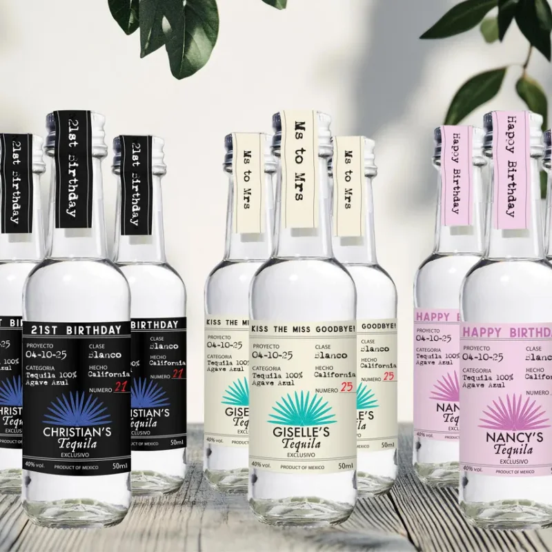Etiquetas Casamigos de cumpleaños personalizadas que incluyen 6 etiquetas para botellas + 6 etiquetas para tapas 50 ml Favores de cumpleaños Etiqueta personalizada Tequila Shot 3