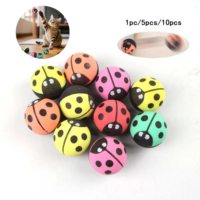 Pelota que rebota de insectos para gatos, juguete interactivo de goma de alta elasticidad, pelota rodante para gatitos, accesorios de juguete para gatos