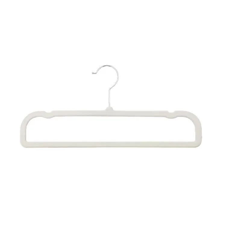 10pcs Pack Pants Hanger Flocking Plastic Space saving Anti slip Short Neck Beige Cloth Drying Cloth Hanger 360 ° Swivel Hook