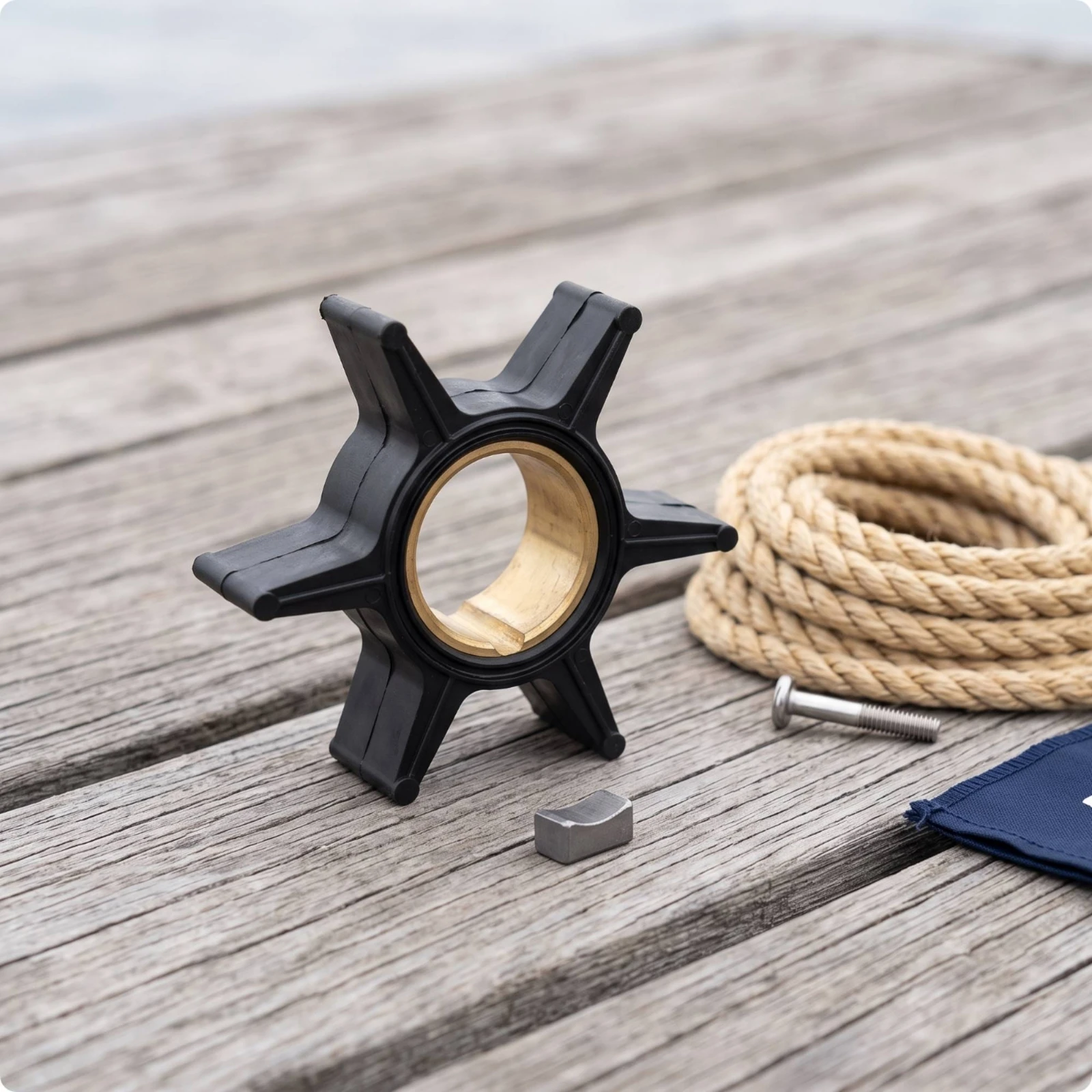Six Point Outboard Water Pump Impeller Kit with Key for Marine Engine Outboard Cooling System Repair
