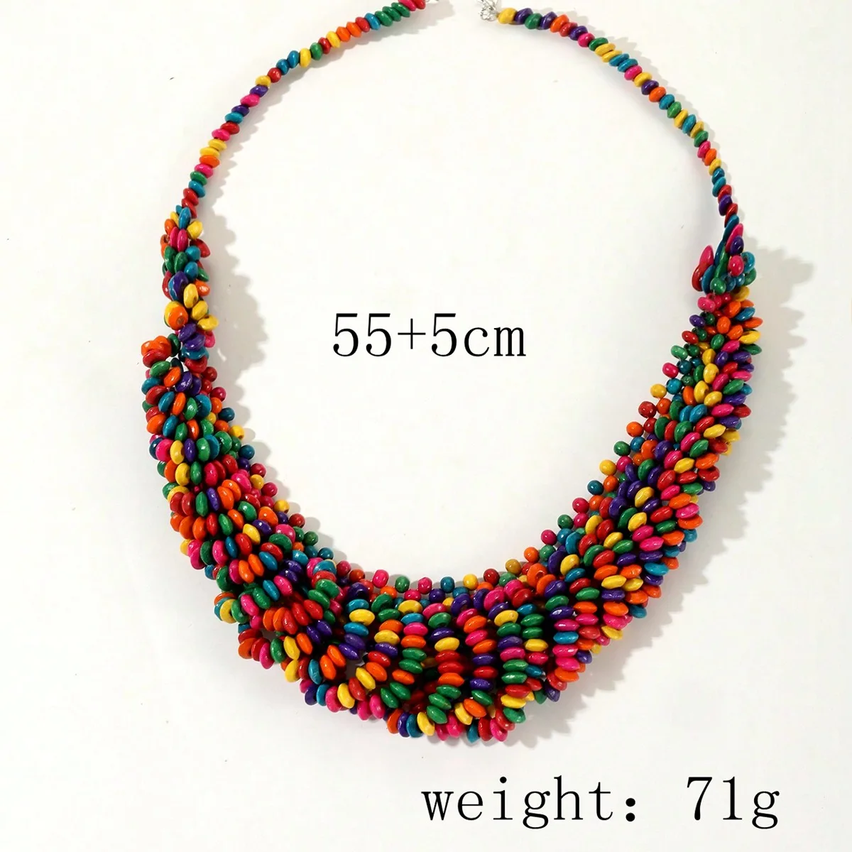 New Arrived Trendy African Style Bohemian Colored Wooden Beads Handmade Beaded Necklaces For Women Summer Party Jewelry