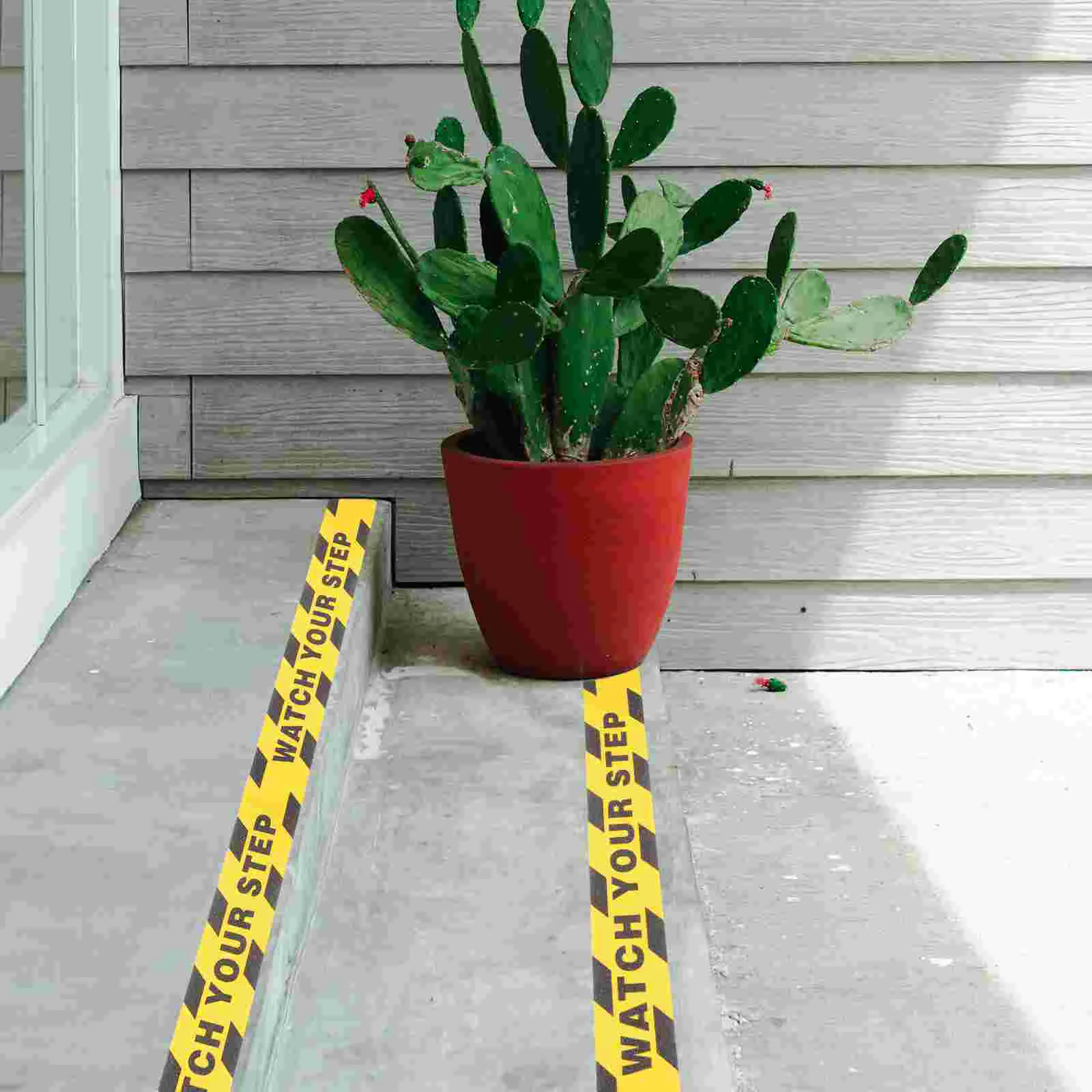 2 Rolls Stairs Anti-Slip Tape Watch Your Step Sticker Floor Decals Waterproof Stickers Warning Sign for Platforms Pvc