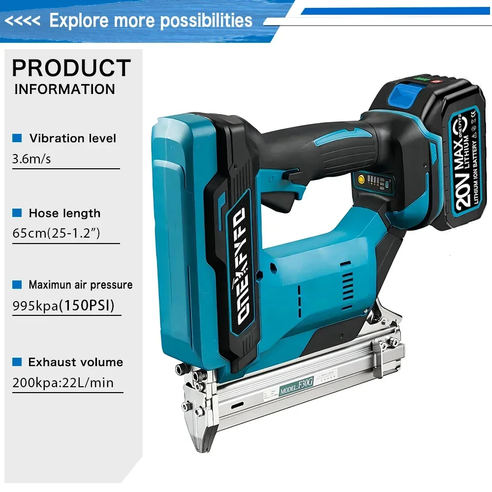 ONEKFYFD 422/1022/F30 Straight U Staple Brushless Nail Gun Battery Powered Wireless Cordless Electric Stapler for Makita Battery