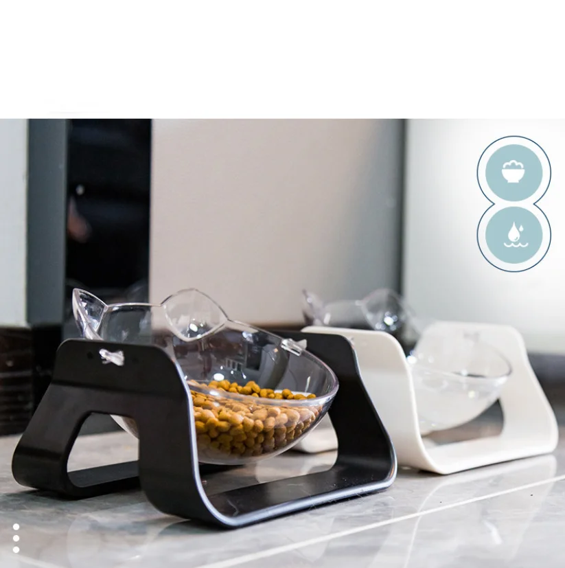 Fashionable Design Cat Shape 0-15 Degree Angle Adjustable Pet Cat Food Bowl