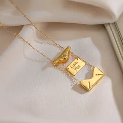 New Hot Sell Envelope Bag Pendant Necklaces For Women Girls, Stainless Steel Chain Party Valentine's Day Jewelry Lovers Gift