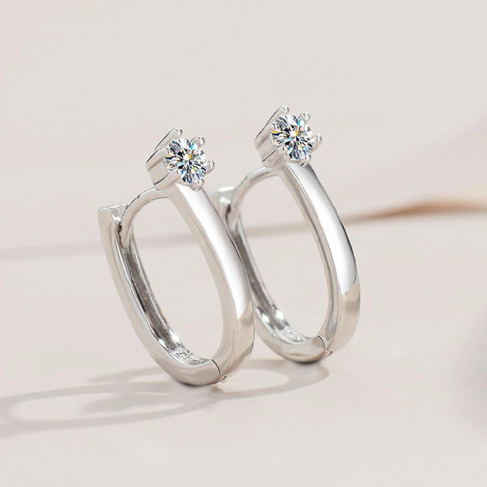 0.3ct Moissanite Diamond Hoop Earrings For Women  100% Sterling Silver Summer Style Hypoallergenic Fine Jewelry Drop Shipping