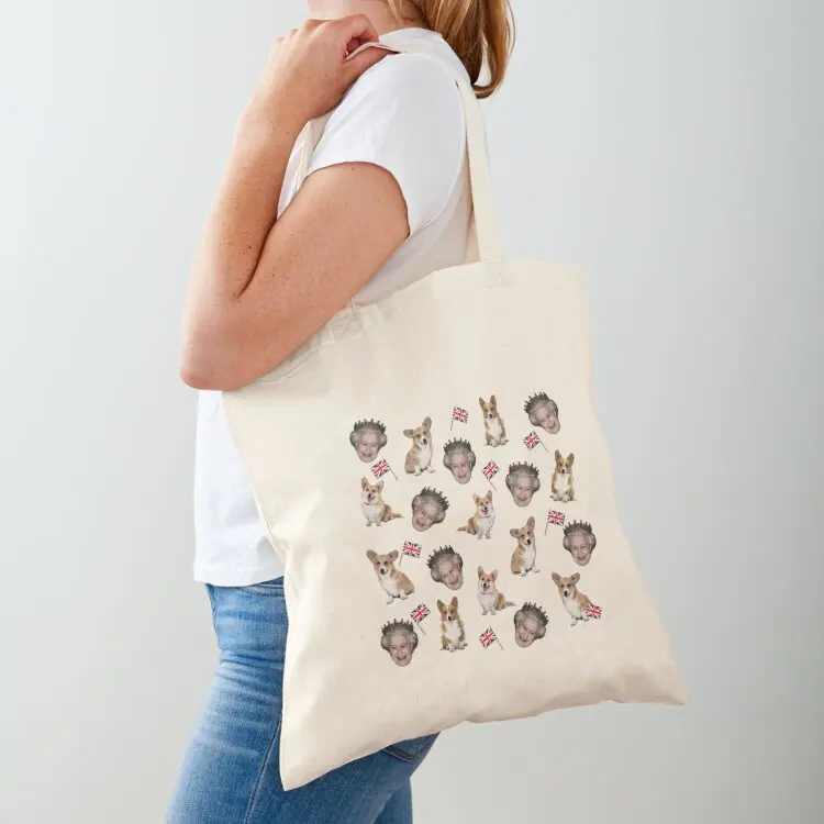 Queen Elizabeth and corgis pattern Tote Bag Big bag female bag cute tote