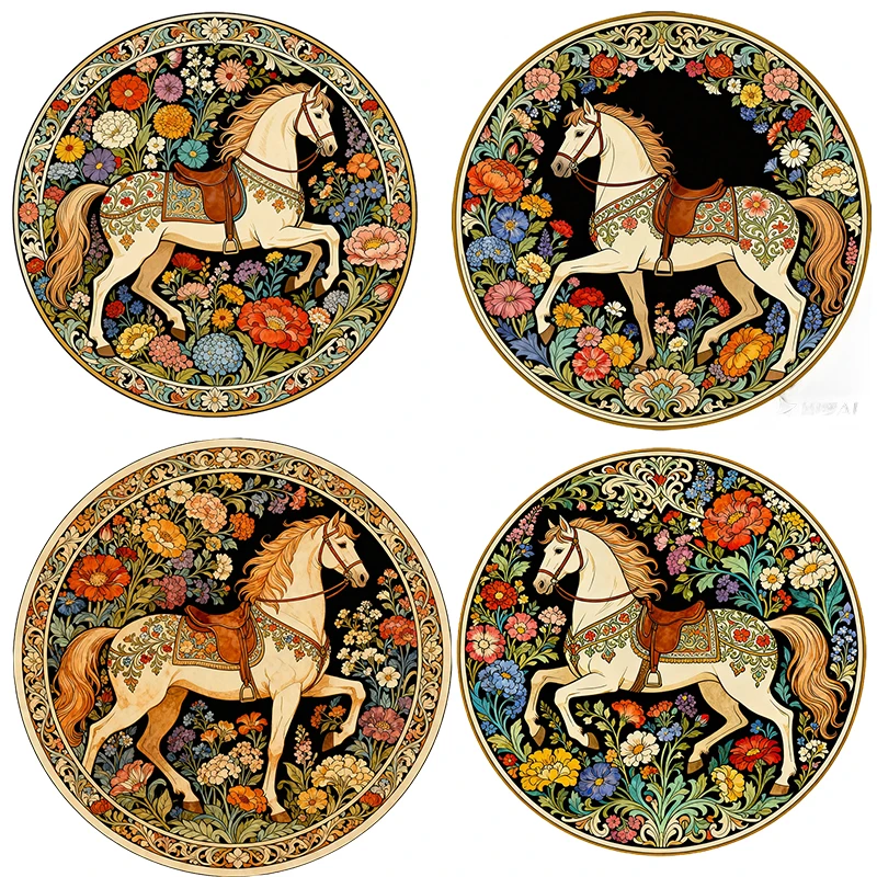 Three Ratels CD372 Classical patterned white horse Artistic wall stickers for home decoration