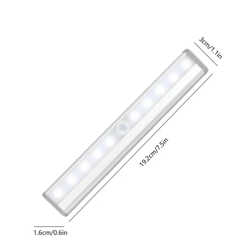 Luci a LED sensore di movimento a barra luci magnetiche per armadio 10 LED luce notturna di sicurezza magnetica per armadi guardaroba corridoi