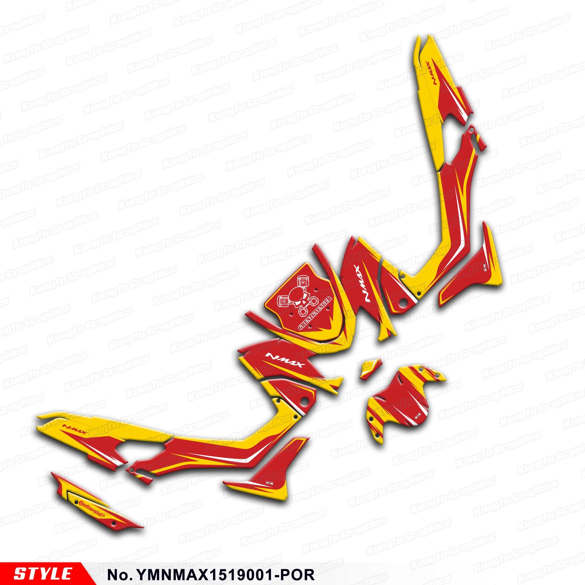 JY Racing Graphics Decal Kit Vinyl Sticker for Yamaha NMAX 125 155 2015 2016 2017 2018 2019 Scooter, YMNMAX1519001-POR
