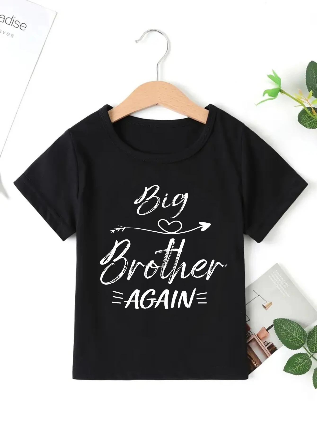 Big Brother/Sister/Cousin Again Arrow Heart Printed T Shirt Boys/Girls Pregnancy Announcement T-Shirt Kawaii Kids Clothes