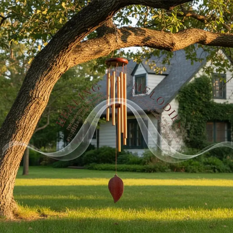 Classic 26 Inch Aluminum Pipe Wind Chimes With Wooden Hanging Tag Farmhouses Terraces Gardens Balcony Corridor Decoration