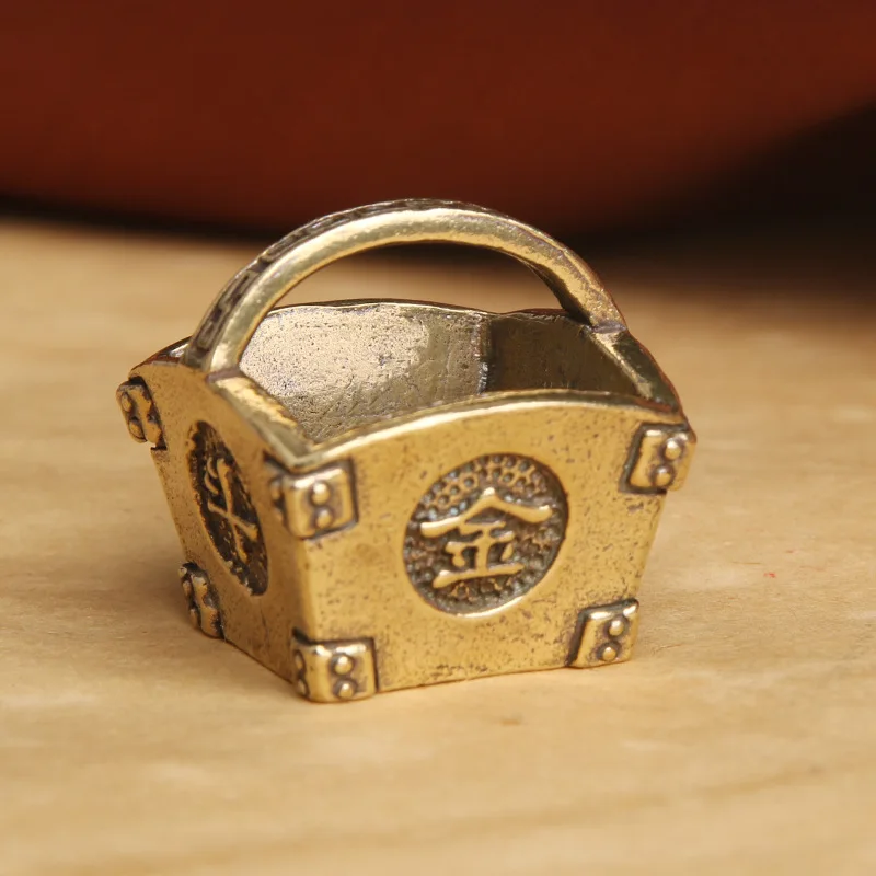 Antique Brass Gold and Silver Full Bucket Creative Ornament Lucky Fortune Basket Bronze