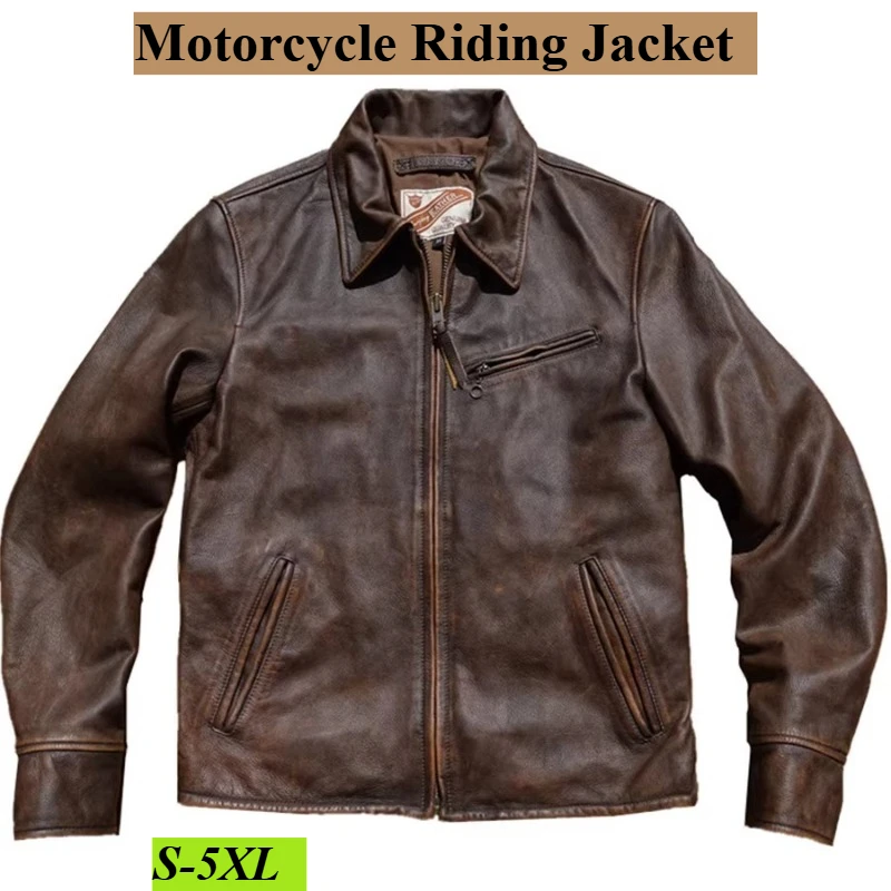 Motorcycle Genuine Leather Jacket Outdoor Super Soft Leather Jacket Motorcycle Durable Clothes Size S-5XL