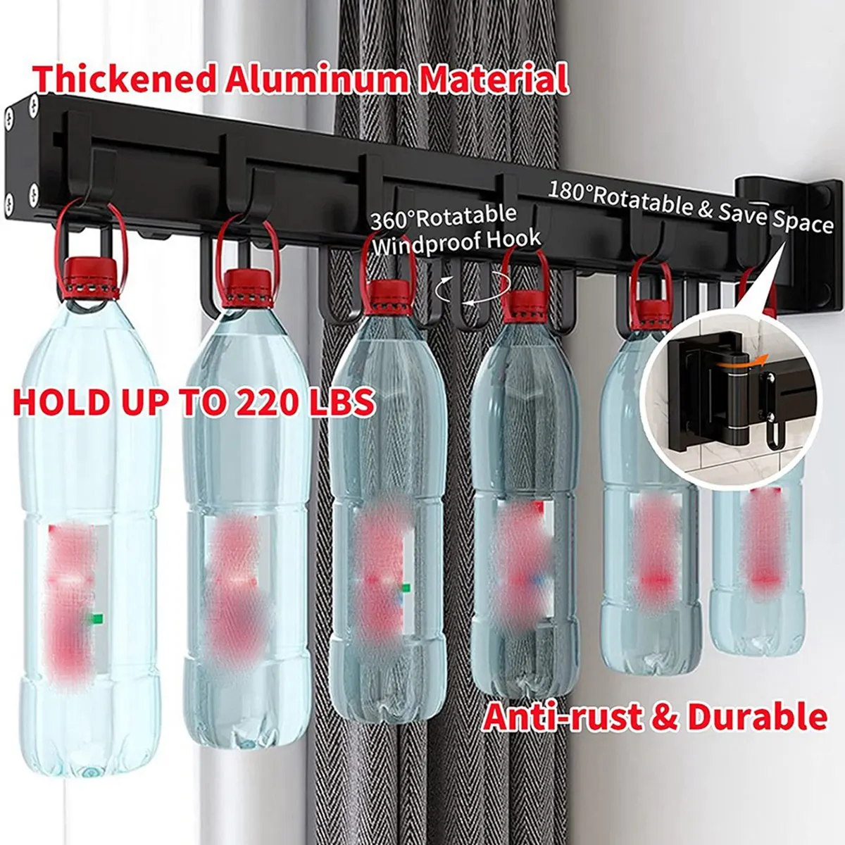 

CMHI-Drying Rack Wall-Mounted Drying Rack Space-Saving Dry Rack Laundry Rack For Balcony,Laundry Room,Caravan,Push-Pull Type