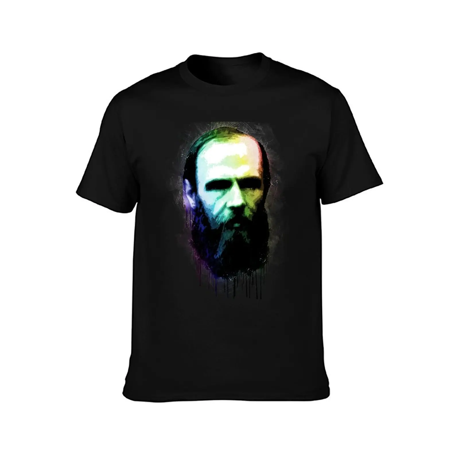Fyodor Dostoevsky Urban Grunge Painting Rainbow Spectrum T-Shirt man t shirt cotton high quality T-Shirt