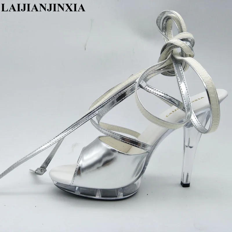 Female Dance Shoes 2026 New Ankle Strap Nightclub Club High Heels For Women 13CM Stiletto Round Toe Platform Gladiator Sandals
