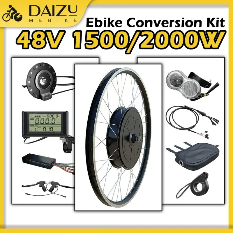 48V 1500W 2000W E Bike Brushless Non-gear Hub Motor Wheel Kit without Battery 26”27.5”28”29”700C Wheel E-bike Conversion Kit