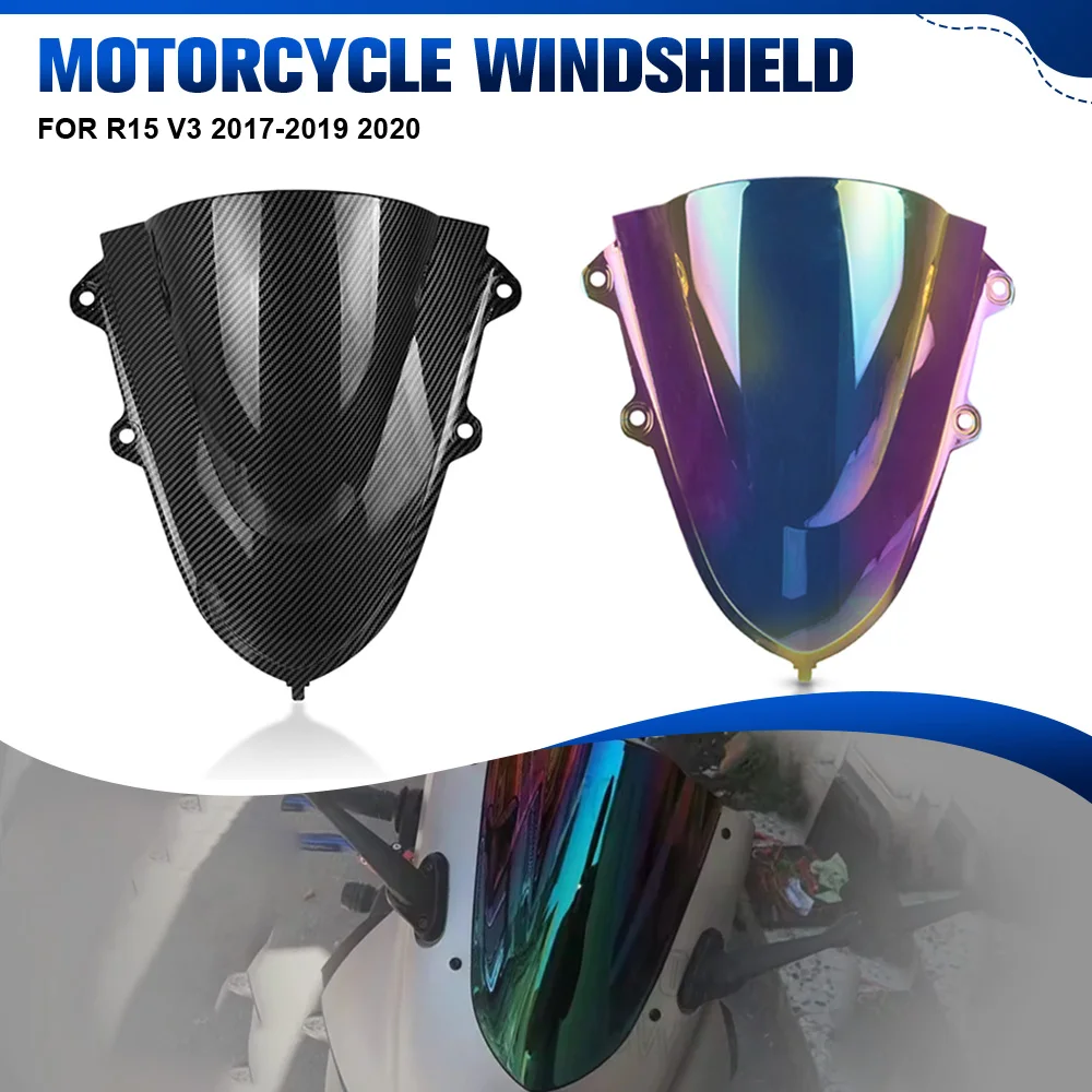 

Motorcycle Windshield WindScreen Visor Protector For YAMAHA R15 V3 2017-2019 2020 R15-V3 Front Windshield Deflectors Protector