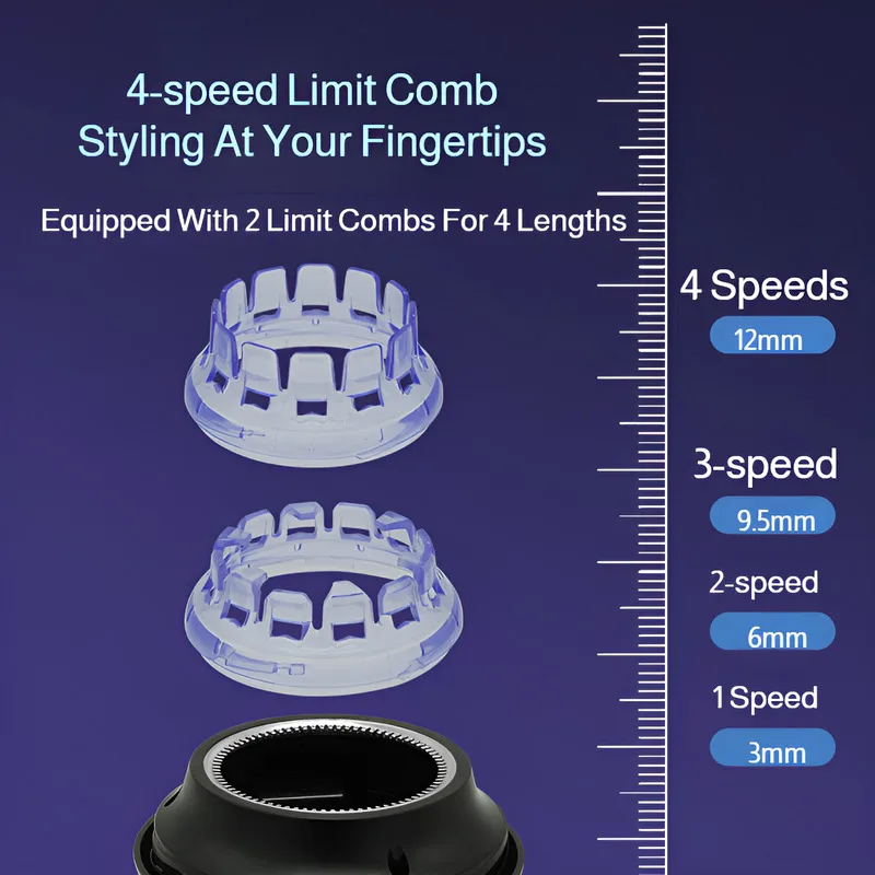 Professional Electric Hair Clipper Automatic Self-Cut Buzz Hairstyle Design Cordless Washable Hair Trimmer for Men Home Barber