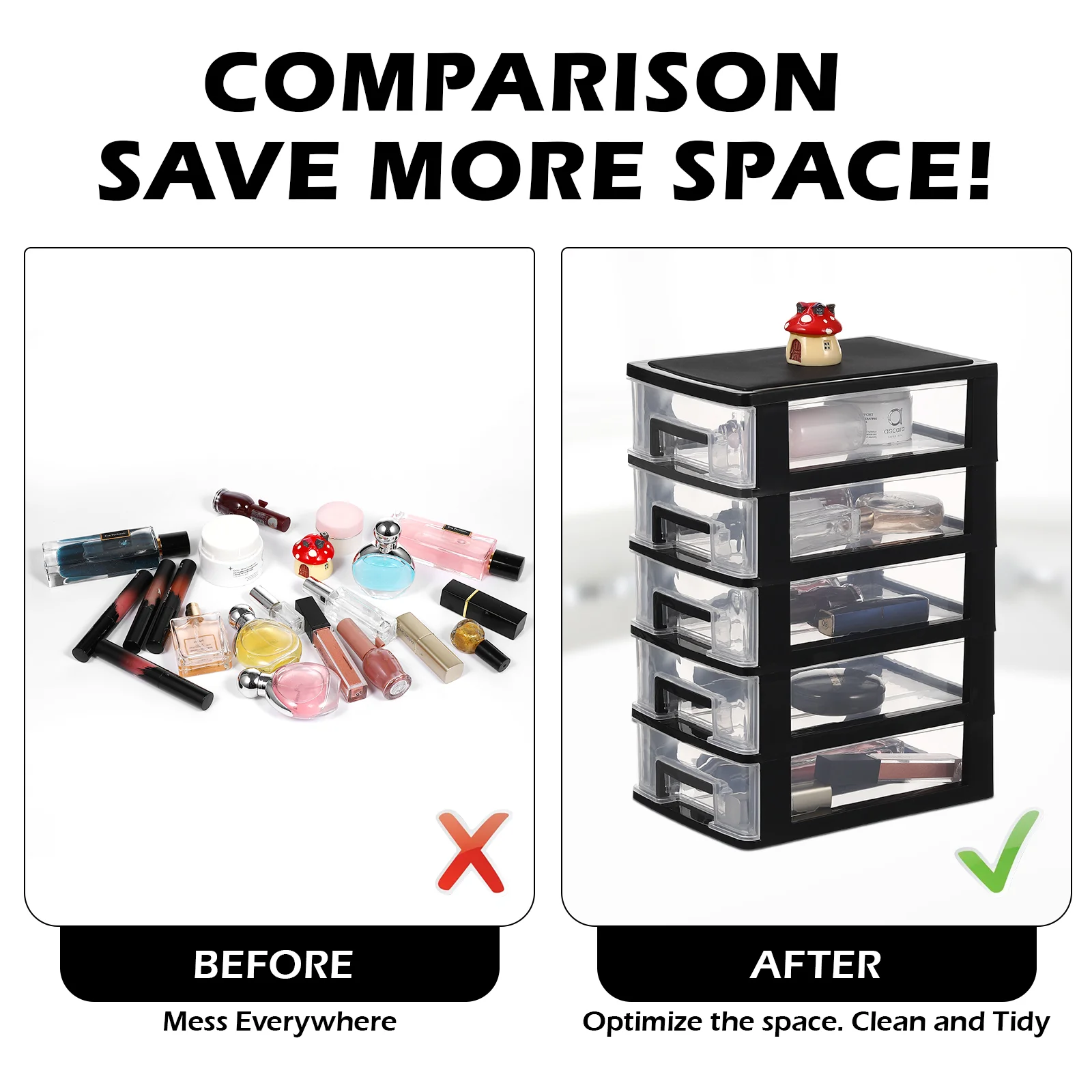 Premium Material Organizer Table Storage Drawers Desktop Reusable with Drawer-type Holder Toiletry