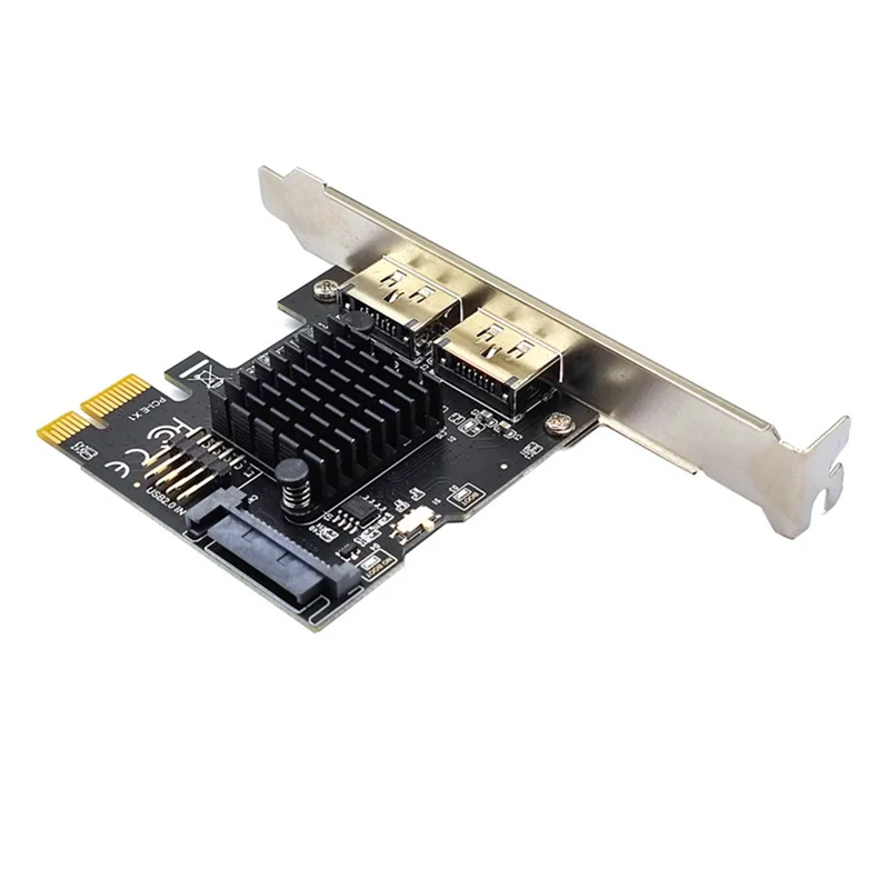 Placa de expansão usb esata + de alimentação de porta dupla pci-e x1 para usb 2.0 9pin sata 15pin placa adaptadora 6gbps para desktop pc A-ABIU
