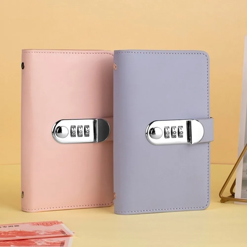 50Sheets Saving Money Binder Portable PU Leather Planner Organizer Cash Envelopes Wallet Storage Budget Binder with Lock