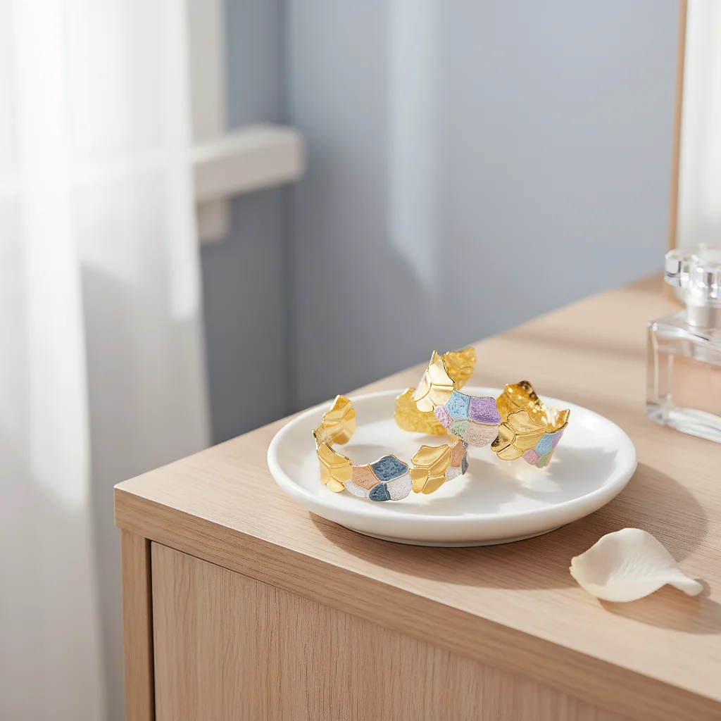 

Fashionable Retro Stainless Steel Colored Oil Dripping Irregular Opening Light Luxury High-end Hand Feel Bracelet, Non Fading