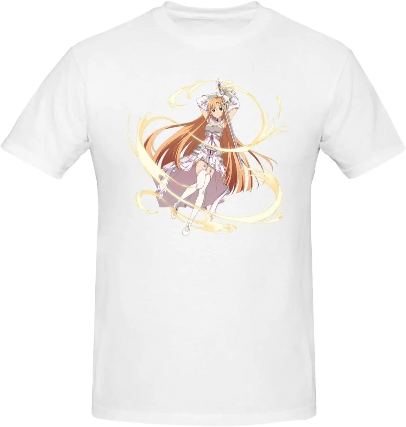 Sword Anime Art Online Shirt Men's Personalised Crew Neck Short Sleeve T Shirt Fashion Graphic Tees Deep Heather