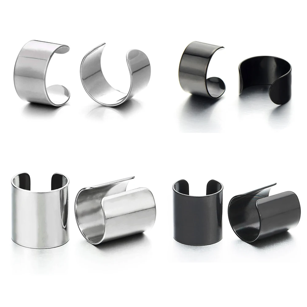 2pcs Unisex Punk Fashion Stainless Steel Ear Cuff Ear Clip Non-Piercing Clip On Earrings for Men and Women Daily Wear Jewelry