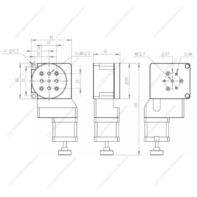 Electric Rotary Stage with 60mm Diameter, Precision 360° Indexing Table Turntable Pan-tilt