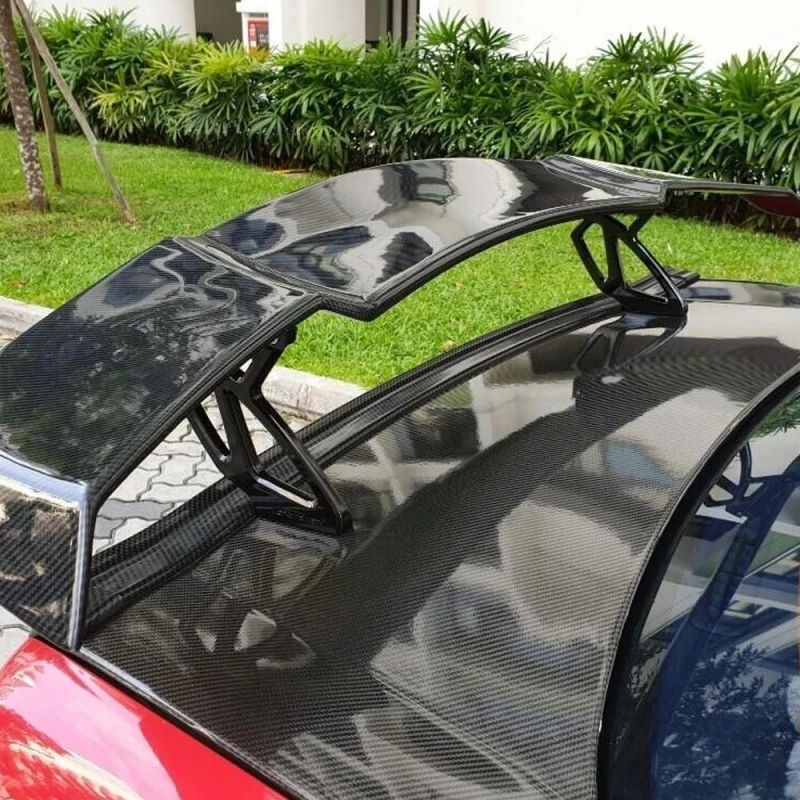 

Universal V Style Rear Spoiler Carbon Fiber Racing GT Wing Boot Trunk Spoiler with Adjustable Bracket for Cars