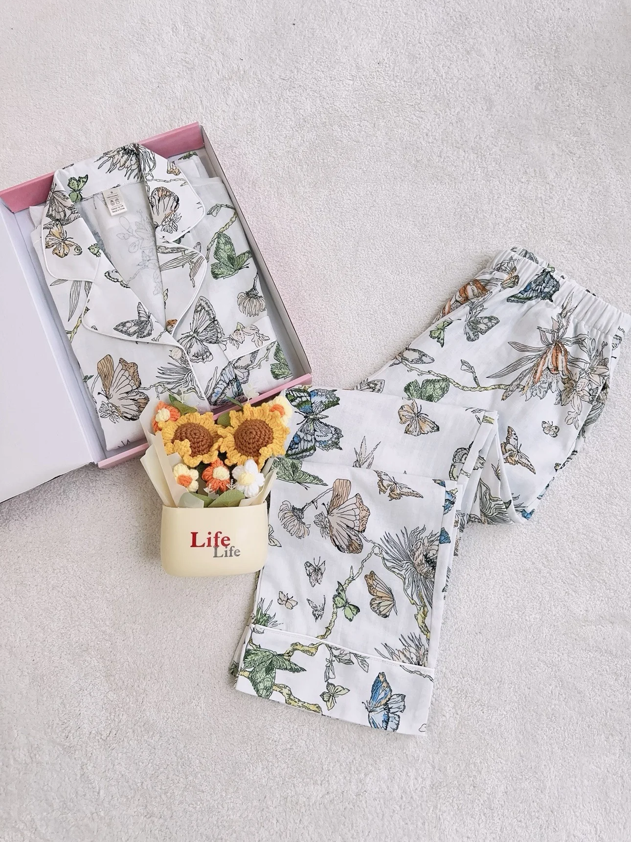 pure-cotton-long-sleeve-print-sleepwear-women's-home-clothes-comfortable-breathable-double-layer-cooling-feeling