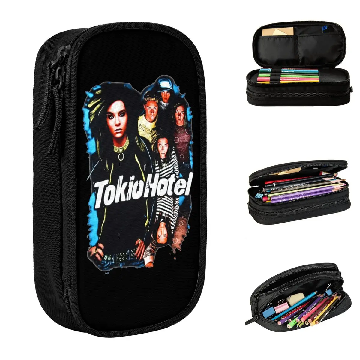 Cute Tokio Hotel Pencil Cases German Rock Pencilcases Pen Holder Kids Large Storage Bag Office Gifts Stationery