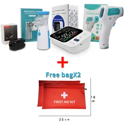 Portable Digital Thermometer Blood Pressure Monitor Finger Pulse Oximeter Mesh Nebulizer Adult Kids Household Health Care Set