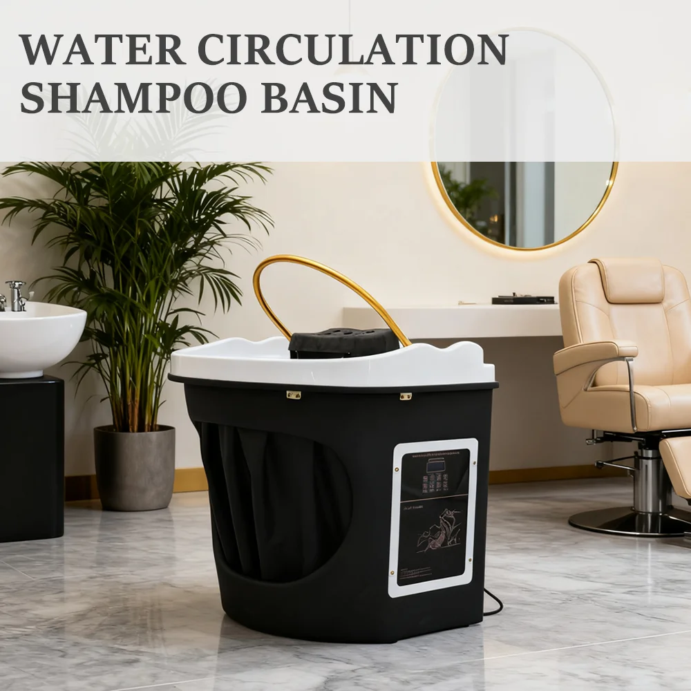 Sink Salon Bowl Shampoo Basin Plumbing Connection Model Hair Wash Machine with Light Therapy Water Circulation