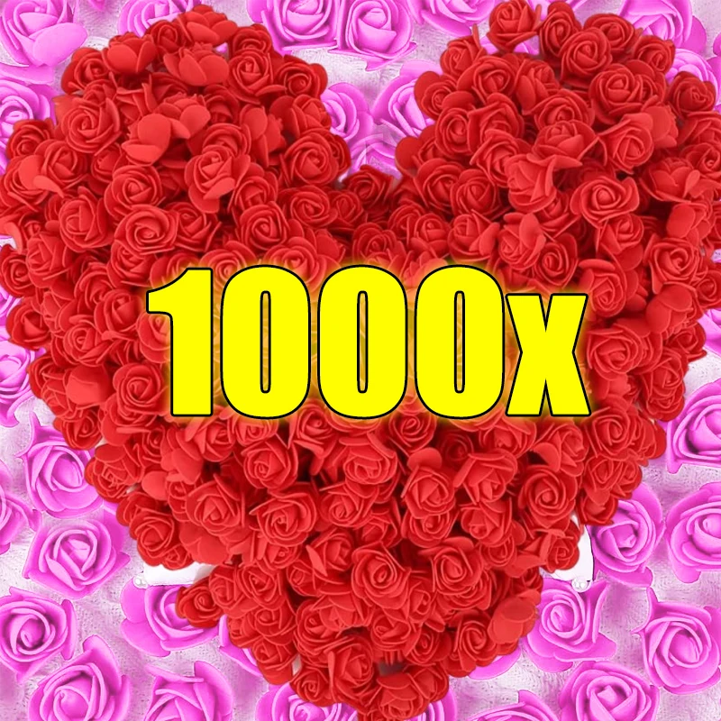 1000/100 pièces Mini mousse artificielle rouge Rose fleurs têtes bricolage Rose ours Bouquet pour mariage saint valentin fête décoration de la maison