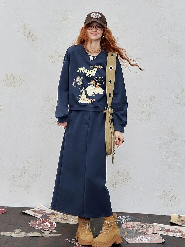 

Новинка 2025 года, повседневный модный комплект, женская высококачественная шляпа, топ с юбкой, комплект из двух предметов, модная весенне-осенняя одежда