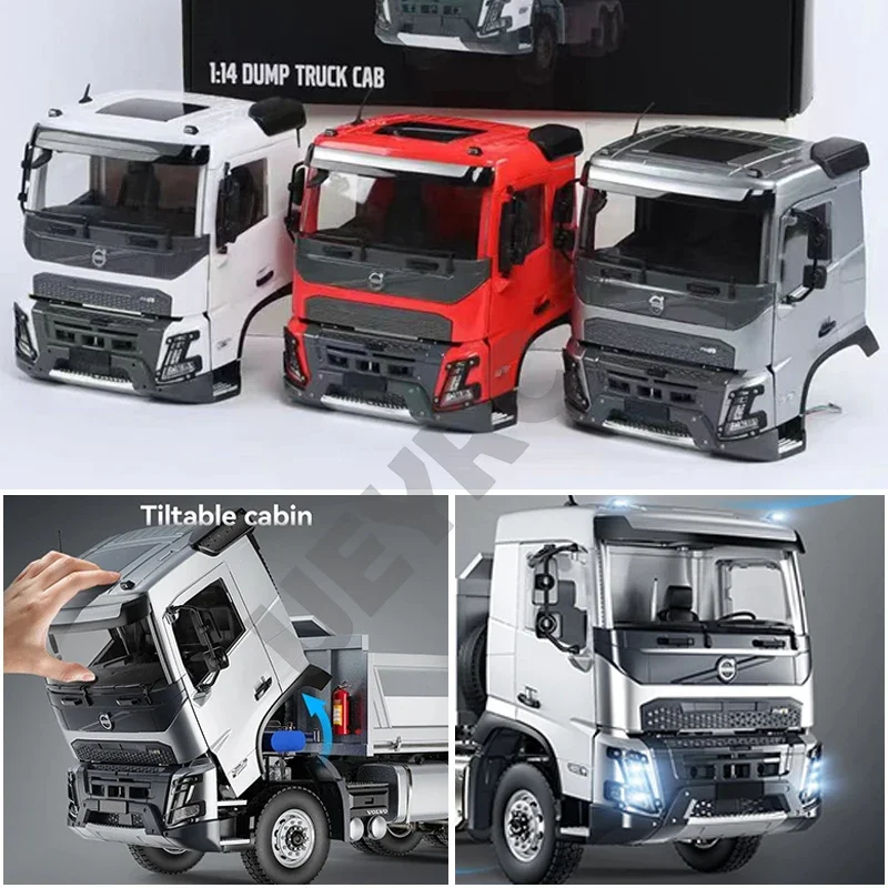 1:14th Scale Simulation Plastic Open-door Cockpit Car Shell Set for DOUBLE E HOBBY Tamiya RC Dump Truck VOLVO FMX Car Parts