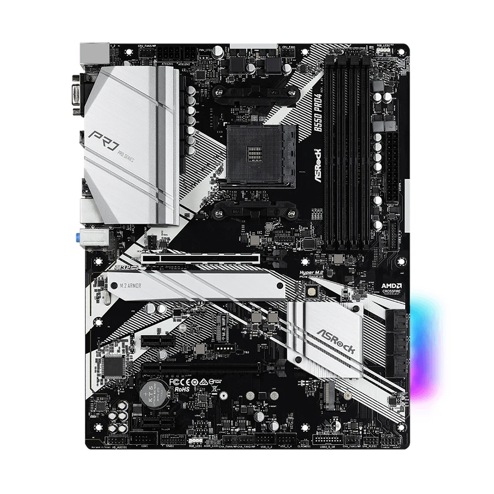 Imagem -04 - Placa-mãe com Chipconjunto Amd B550 Suporte para Soquete Amd Am4 Ryzen 5950x Ryzen 5800x3d x Ddr4 128gb Atx Asrock-b550 Pro4