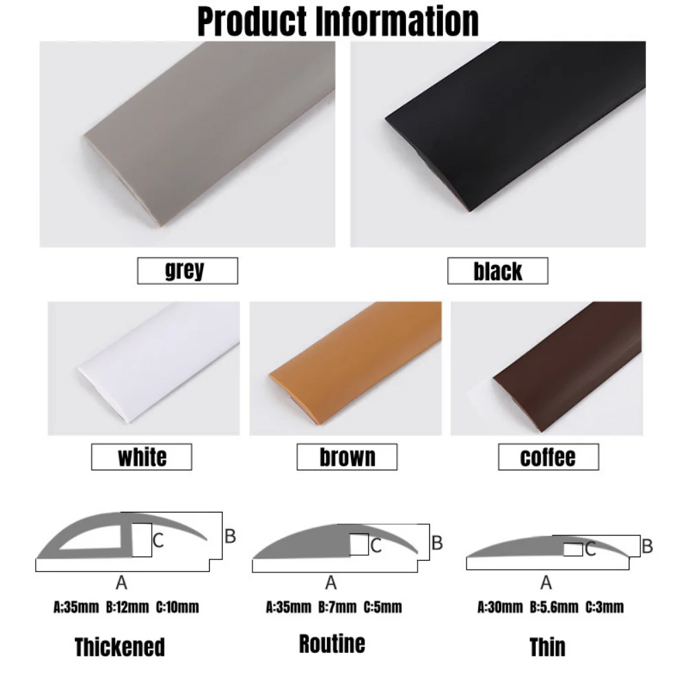 1M PVC Floor Threshold Seam Edge Trim Sealing Strip Self-adhesive Door Bottom Anti-collision Rubber Strip Protective Carpet Mat