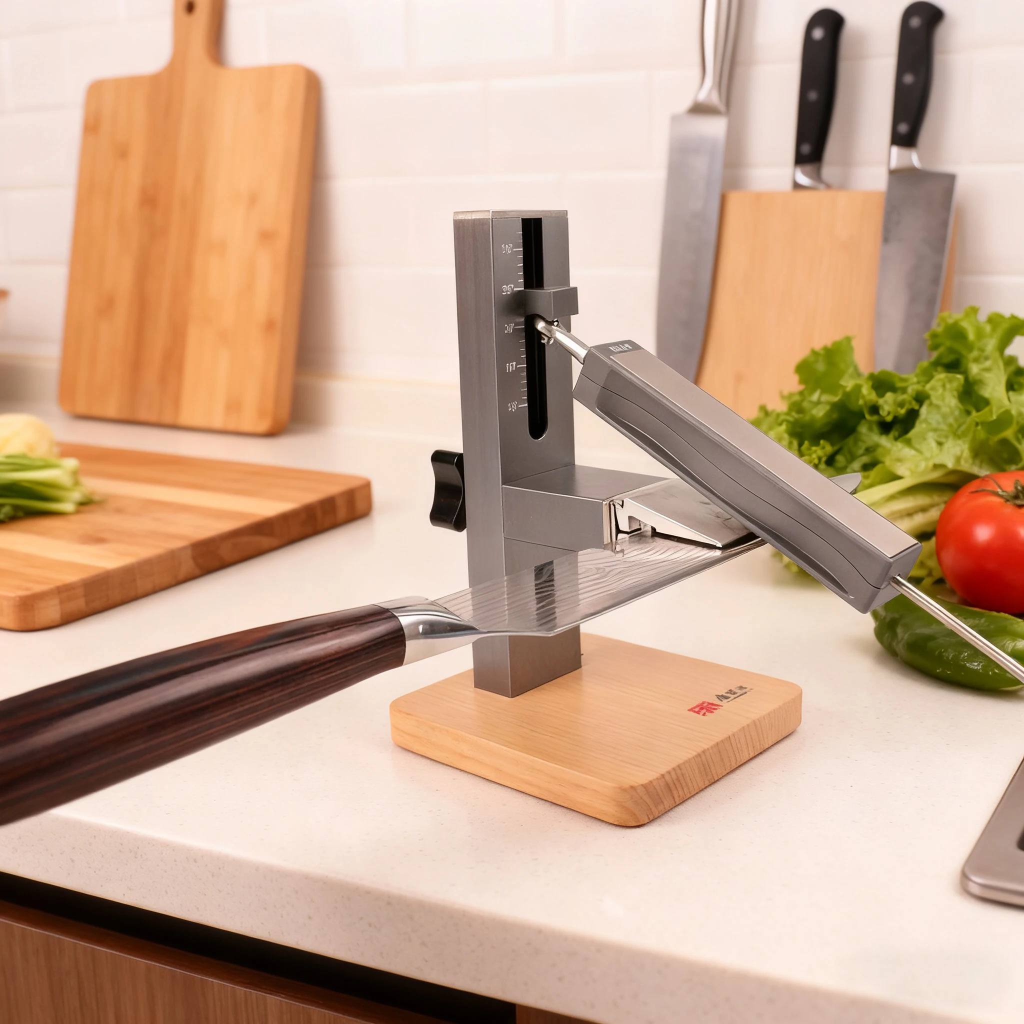 4-Stage Diamond Knife Sharpener with Angle Guide, 360/600/800/1000 Grit Precision Sharpening Stone for Kitchen Chef Tools