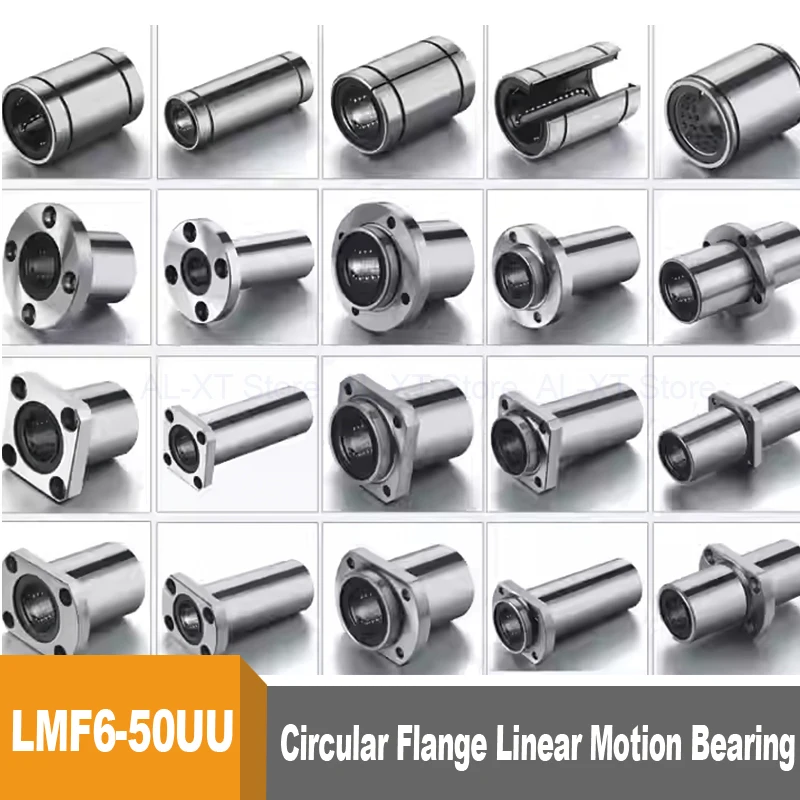 1Pcs 6mm/8mm/10mm/12mm/13mm/16mm/20mm/25-50mm LMF Series LMF6UU-50UU Round Flange Coupling Linear Motion Bearing For Rod Shaft