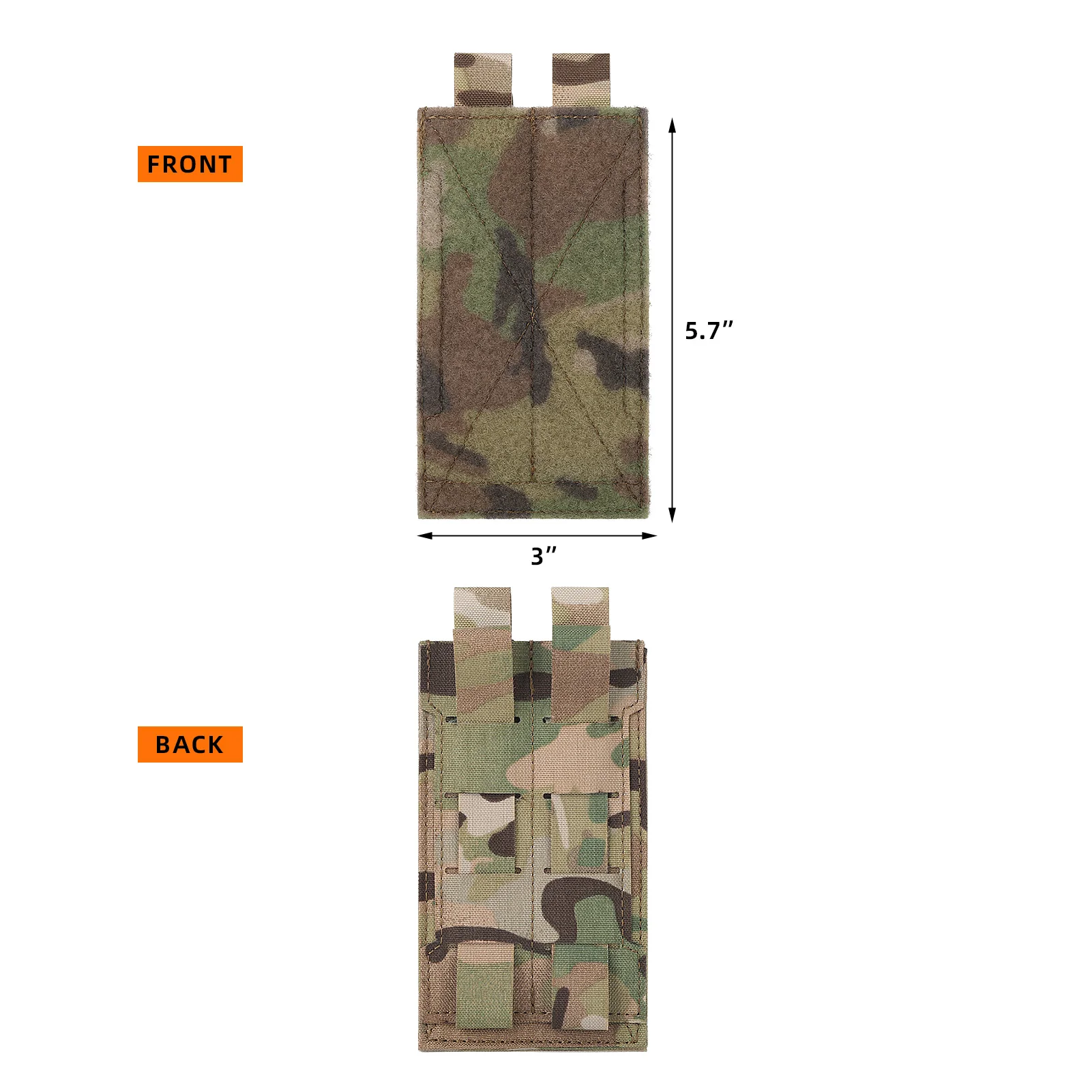 KRYDEX Tactical Vest Molle Loop Adapter Panel For Attching ID Patches EDC Tool Bag Pouch 3*5.7 inch