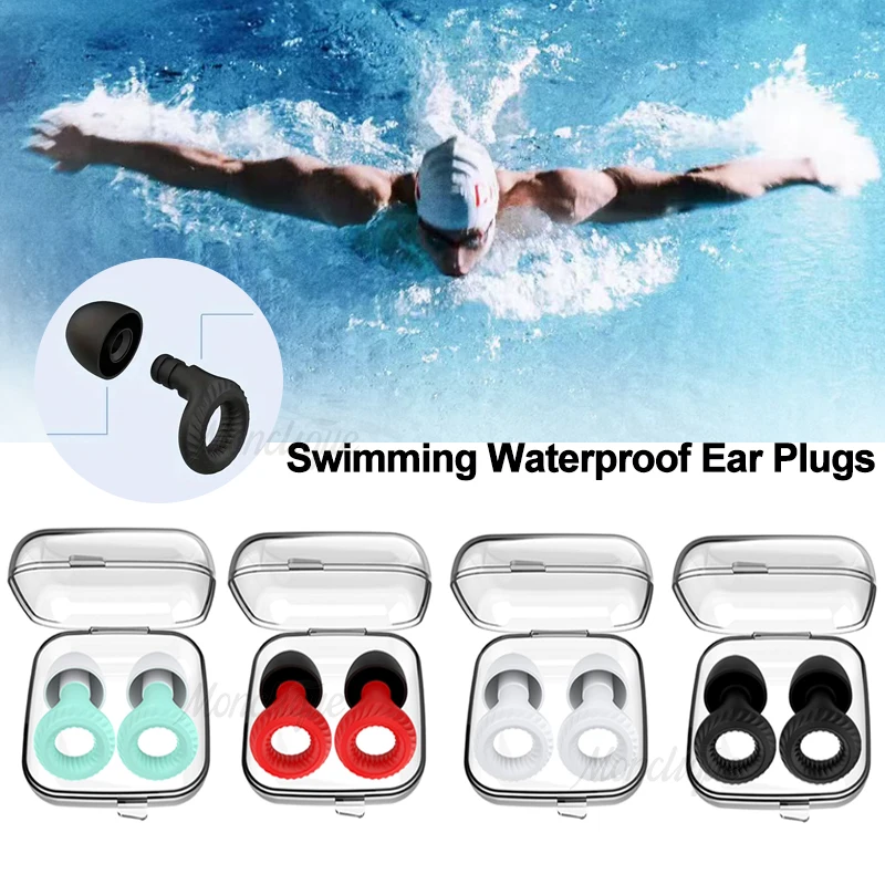 3/1 pares de tapones para los oídos de silicona, tapones para los oídos con caja para nadar, dormir, accesorios de natación impermeables, Reduce los perturbaciones