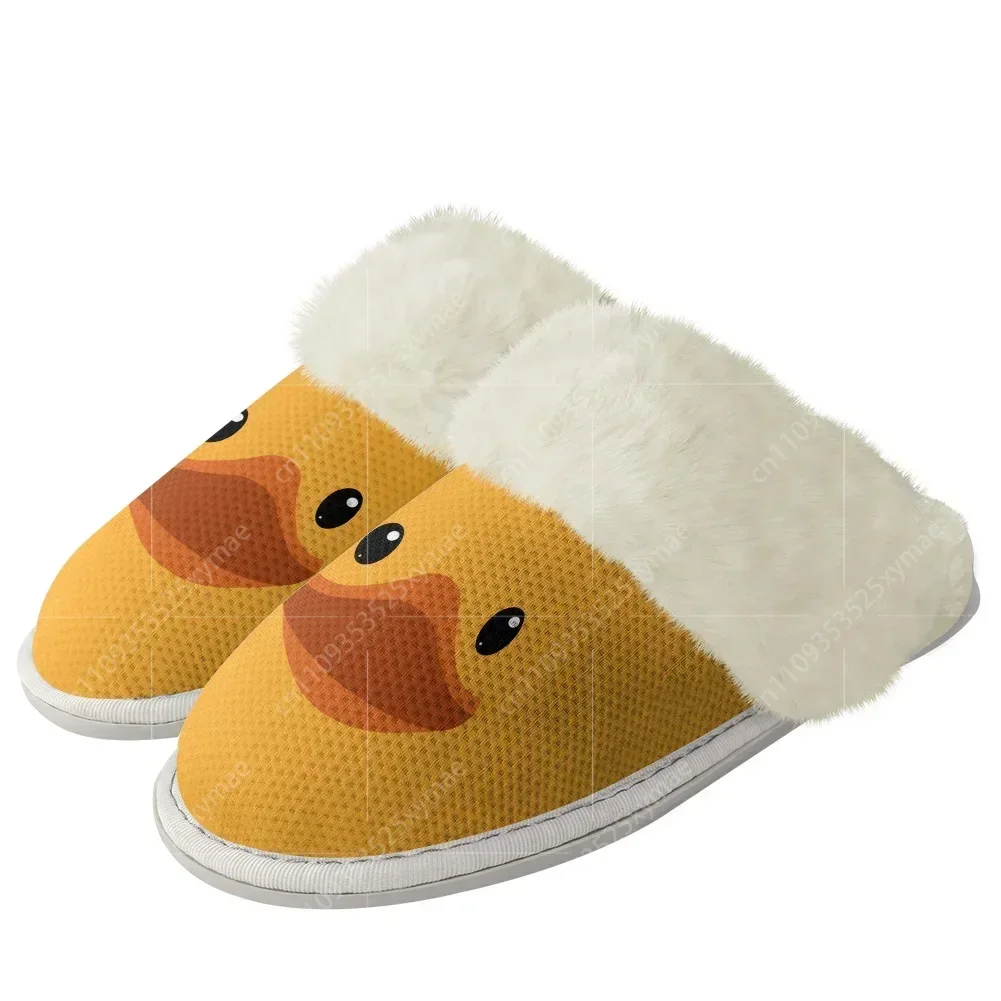 Little Yellow Duck Printing Plush Slippers Keep Warm Shoes Mens Womens Home Cotton Thermal Lightweight Bedroom Slipper