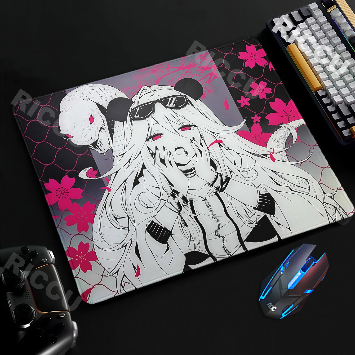 Black Red Anime Girl E-Sports Desk Mat Skypad SORA Small Mouse Pad For FPS Playmat Gaming Keyboard Accessories Office PC Deskpad